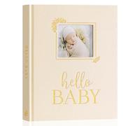 Lanpn Album Bebe Primer 5 Año para Niño Niña, Diario Álbum Libro Recuerdos Bébé con Ventana para fotos, Baby book journal para Bebé Recien Nacido, Libro Cuaderno Álbum Bebe Regalo, Beige, Inglés