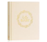 Lanpn Album Bebe Primer 5 Año para Niño Niña, Libro Recuerdos Bebé para Pegar Fotos y Escribir, Hello Baby Libros Cuaderno Diario Álbum Fotos Bebe Regalo Recién Nacido (Beige,154 Páginas, Inglés)