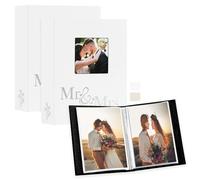 Lanpn álbum de fotos boda 10x15cm 2 Paquetes, Cada paquete contiene 50 fotos, Deslizar en Bolsilloss Mini carga de lino Wedding Ventana Photo Albums Para la imagen de 10x15 cm (Mr & Mrs, Blanco)