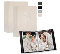 Lanpn Álbum de fotos de 9 x 13 cm 50 con bolsillos 2 paquetes, pequeño mini ropa álbum de fotos vertical bolsillo Beige