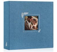 Lanpn Álbum de Fotos Scrapbook 30x30cm, Diseño Ventana Lino Album Fotos Carpeta de 3 Anillos 30 x 30 cm con 30 Bolsillos 60 Páginas (Azul)