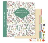 Lanpn Carpeta de Anillas para Recetas, Recetario de 3 Anillas con 8 Fundas, Libro Recetas Cuaderno Recetas en Blanco, Recipe Journal Book Binder, Recetario de Cocina para Escribir, Verde, Inglés