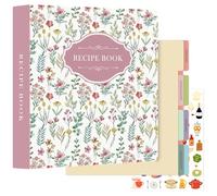 Lanpn Carpeta de Anillas para Recetas, Recetario de 3 Anillas con 8 Fundas, Libro Recetas Cuaderno Recetas en Blanco, Recipe Journal Book Binder, Recetario de Cocina para Escribir, Rosa, Inglés