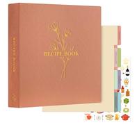 Lanpn Carpeta de Anillas para Recetas, Recipe Journal Book Binder, Recetario de 3 Anillas con 8 Fundas, Libro Recetas Cuaderno Recetas en Blanco, Recetario de Cocina para Escribir, Rosa, Inglés