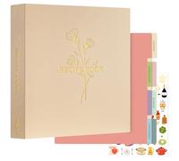 Lanpn Carpeta de Anillas para Recetas, Recipe Journal Book Binder, Recetario de 3 Anillas con 8 Fundas, Libro Recetas Cuaderno Recetas en Blanco, Recetario de Cocina para Escribir, Avena, Inglés