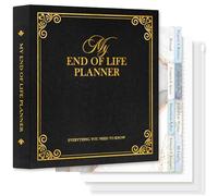 Lanpn Carpeta Organizadora de Fin de Vida - My End of Life Planner con 8 Divisores y 10 Fundas, Organizador de Últimos Deseos Testamento, Documentos Importantes Planificación Funeraria, Inglés, Negro