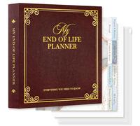 Lanpn Carpeta Organizadora de Fin de Vida - My End of Life Planner con 8 Divisores y 10 Fundas, Organizador de Últimos Deseos Testamento, Documentos Importantes Planificación Funeraria, Inglés, Marrón