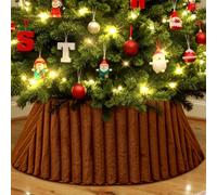 Lanpn Collar de árbol de Navidad 60cm, Lujo Piel Sintética Falda Cubre Pie para Arbol de Navidad, Cubiertas para Base Alfombra para Decoración Navideña de Interiores (Marrón)