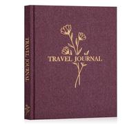 Lanpn Cuaderno de Viaje para Mujeres y Hombres, Diario de Viaje de Lino, Libreta de Viaje de Recuerdos Cuaderno de Notas Álbum de Fotos de Viajes, Regalos para Viajeros (Borgoña, 110 Páginas)