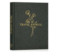 Lanpn Cuaderno de Viaje para Mujeres y Hombres, Diario de Viaje de Lino, Libreta de Viaje de Recuerdos Cuaderno de Notas Álbum de Fotos de Viajes, Regalos para Viajeros (Verde, 110 Páginas)