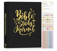 Lanpn Diario de Estudio Bíblico para Hombre con Resaltadores y Pegatinas, Journal Devocional para Iglesia Notas, Cuaderno Oración Bible Study, Regalo Cristianos Religiosos, Negro, Inglés