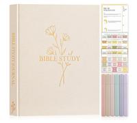 Lanpn Diario de Estudio Bíblico para Mujeres con Pegatinas y Resaltadores, Journal Devocional para Iglesia Notas, Cuaderno Oración Bible Study, Regalo Cristianos Religiosos, Beige, Inglés