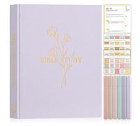 Lanpn Diario de Estudio Bíblico para Mujeres con Pegatinas y Resaltadores, Journal Devocional para Iglesia Notas, Cuaderno Oración Bible Study, Regalo Cristianos Religiosos, Morado, Inglés