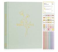 Lanpn Diario de Estudio Bíblico para Mujeres con Pegatinas y Rotuladores, Journal Devocional para Iglesia Notas, Cuaderno Oración Bible Study, Regalo Cristianos Religiosos, Verde Salvia, Inglés