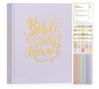Lanpn Diario de Estudio Bíblico para Mujeres con Resaltadores y Pegatinas, Journal Devocional para Iglesia Notas, Cuaderno Oración Bible Study, Regalo Cristianos Religiosos, Morado, Inglés