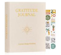 Lanpn Diario de Gratitud Y Manifestación para Hombre Mujer, Journal 5 Minutos las Gratitudes con Afirmaciones, Cuaderno de Agradecimiento Guiado, 4 Meses Personal Growth Reflexión, Inglés, Beige
