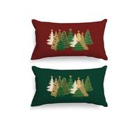Lanpn Juego de 2 Estándar Fundas Cojin Navidad 40x80cm, Funda Cojines Decorativos Navideños de árbol de Navidad Colorido Fundas de Almohada Xmas Decoración Hogar Navidena para Dormitorio Sofá Cama