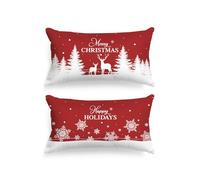 Lanpn Juego de 2 Estándar Fundas Cojin Navidad 40x80cm, Funda Cojines Decorativos Navideños de Copo de Nieve Invierno Fundas de Almohada Xmas Decoración Hogar Navidena para Dormitorio Sofá Cama