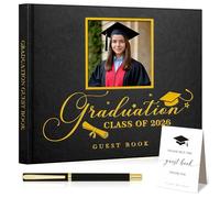 Lanpn Libro de Firmas para Graduación, Class of 2026 Graduation Guest Book con Letrero Mesa Bolígrafo, Libro Visitas Recuerdo Fiesta de Fin de Estudios para Universidad, Negro, 140 Páginas, Inglés