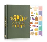 Lanpn Libro de Recetas Para 70 Recetas, A5 Mi Cuaderno Recetas Tapa Dura, Recetario de Cocina para Escribir, Recipe Journal Book, Libretas para Recetas de Cocina en Blanco, Verde, Inglés