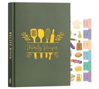 Lanpn Libro de Recetas Para 70 Recetas, B5 Mi Cuaderno Recetas Tapa Dura, Recetario de Cocina para Escribir, Recipe Journal Book, Libretas para Recetas de Cocina en Blanco, Verde, Inglés