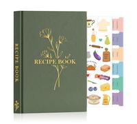 Lanpn Libro de Recetas Tapa Dura, Mi Cuaderno Recetas A5 Para 70 Recetas, Recetario de Cocina para Escribir, Recipe Journal Book, Libretas para Recetas de Cocina en Blanco, Verde, Inglés