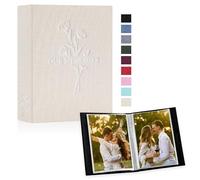 Lanpn Lino Pequeño Album de Fotos 10x15 50 2 Paquetes, OUR MEMORIES Tapa Dura Mini Album para Photos Bolsillos Carga Superior Verticales Beige