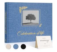 Lanpn Livre de Condoléances, Livre d'Or Des Funérailles, Funeral Guestbook - Celebration of Life, Libro de Invitados Visitas para Servicio Funerario, Carnet pour Les Funérailles Deuil, Azul