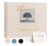 Lanpn Livre de Condoléances, Livre d'Or Des Funérailles, Funeral Guestbook - Celebration of Life, Libro de Invitados Visitas para Servicio Funerario, Carnet pour Les Funérailles Deuil, Beige