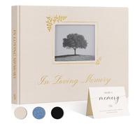 Lanpn Livre de Condoléances, Livre d'Or Des Funérailles, Funeral Guestbook - In Loving Memory, Libro de Invitados Visitas para Servicio Funerario, Carnet pour Les Funérailles Deuil, Beige