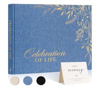 Lanpn Livre d'Or Des Funérailles, Funeral Guestbook - Celebration of Life, Livre de Condoléances, Libro de Invitados Visitas para Servicio Funerario, Carnet pour Les Funérailles Deuil, Azul