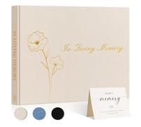 Lanpn Livre d'Or Des Funérailles, Livre de Condoléances, Funeral Guestbook - In Loving Memory, Libro de Invitados Visitas para Servicio Funerario, Carnet pour Les Funérailles Deuil, Beige