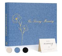 Lanpn Livre d'Or Des Funérailles, Livre de Condoléances, Funeral Guestbook - In Loving Memory, Libro de Invitados Visitas para Servicio Funerario, Carnet pour Les Funérailles Deuil, Azul