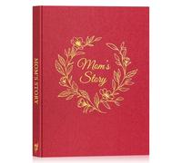 Lanpn Mama Cuentame la historia de tu vida, Diario de lino guiado de la vida de Mamá Libro recuerdos Día de la Madre con 270+ preguntas Mom Sroty Journal Book Cumpleaños Navidad Regalo, Inglés, Rojo