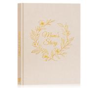 Lanpn Mama Cuentame la historia de tu vida, Diario de lino guiado de la vida de Mamá Libro recuerdos Día de la Madre con 270+ preguntas Mom Sroty Journal Book Cumpleaños Navidad Regalo, Inglés, Beige