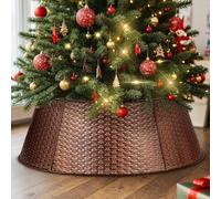 Lanpn Metal Collar Árbol de Navidad 70cm, Albero Natale Decorativo Christmas Tree Collar para Mediana M Árboles Artificiales Interior Exterior - Decoración Navideña (Cobre, Tejido Horizontal)