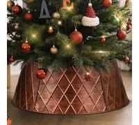 Lanpn Metal Collar Árbol de Navidad 90cm, Albero Natale Decorativo Christmas Tree Collar para Grande L Árboles Artificiales Interior Exterior - Decoración Navideña (Cobre, Rombo)