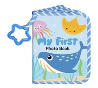 Lanpn Mi Primer Álbum de Fotos de Bebé Contiene 17 Fotos de 10x15 cm, Libro Familiar de Tela Suave con Tarjeta de Nombre y Pegatinas de Etiquetas de Nombre, Regalo de Recuerdo de Tela para Memoria de