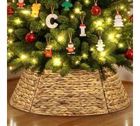 Lanpn Rattan Collar Árbol de Navidad 71cm, Redondo Mimbre Decorativo Falda Arbol Navidad Christmas Tree Collar para Pequeño Mini Árboles Artificiales Interior - Decoración Navideña (Original)