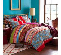 Lanqinglv Juego de ropa de cama de 155 x 220 cm, reversible, estilo bohemio, mandala, bohemio, microfibra, diseño vintage, funda nórdica con cremallera y 1 funda de almohada de 80 x 80 cm