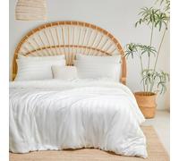 Lanqinglv Juego de ropa de cama de 200 x 200 cm de 100 % bambú Lyocell, color blanco, satén Mako, refrescante con cremallera, certificado Öko-Tex, funda nórdica lisa de lujo y 2 fundas de almohada de