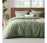 Lanqinglv Juego de ropa de cama de 220 x 240 cm, color verde, microfibra, funda nórdica para cama doble con cremallera y 2 fundas de almohada de 80 x 80 cm, sencillo y clásico