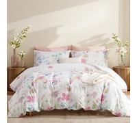 Lanqinglv Juego de ropa de cama de 220 x 240 cm, diseño de hojas y flores, multicolor de microfibra, funda nórdica con cremallera y 2 fundas de almohada de 80 x 80 cm