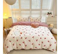 Lanqinglv Juego de ropa de cama infantil de 135 x 200 cm, diseño reversible, diseño a cuadros, con certificado Öko-Tex - Funda nórdica con cremallera y 1 funda de almohada de 80 x 80 cm