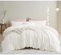 Lanqinglv Ropa de Cama de Felpa de 135 x 200 cm, Pelo sintético Blanco, mullida, Ropa de Cama de Invierno, cálida y acogedora, Franela de Forro Polar, Tacto de Cachemira, Funda nórdica con Cremallera