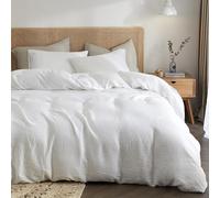 Lanqinglv Ropa de cama doble de muselina, 135 x 200 cm, algodón y lino, con certificado Öko-Tex blanco, con cremallera, 1 funda nórdica con cremallera y 1 funda de almohada de 80 x 80 cm