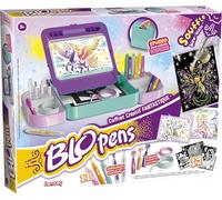 Lansay | BLOPENS COFRE CREATIVO FANTÁSTICO | Set de dibujo infantil con rotuladores sopladores, plantillas, efecto aerógrafo y purpurina | Actividad creativa 5 + años | Accesorios incluidos