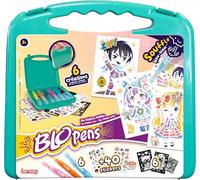 Lansay - BLOPENS - Maletín Manga - Rotuladores para Colorear Infantiles para soplar Desde 5 años - Formato transportable Plantillas Reutilizables - 6 Blopens 6 Plantillas 6 Hojas +40 Stickers