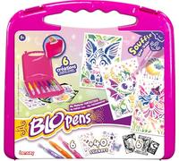 Lansay - BLOPENS - Maletín Universo Fantástico - Rotuladores para Colorear Infantiles para soplar Desde 5 años - Plantillas Reutilizables - 6 Blopens 6 Plantillas 6 Hojas +40 Stickers