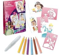 Lansay - BLOPENS PRINCESAS DE DISNEY - Kit para colorear y dibujar para niños a partir de 5 años - 6 rotuladores sopladores Blopens + 7 plantillas reutilizables - Regalo de cumpleaños